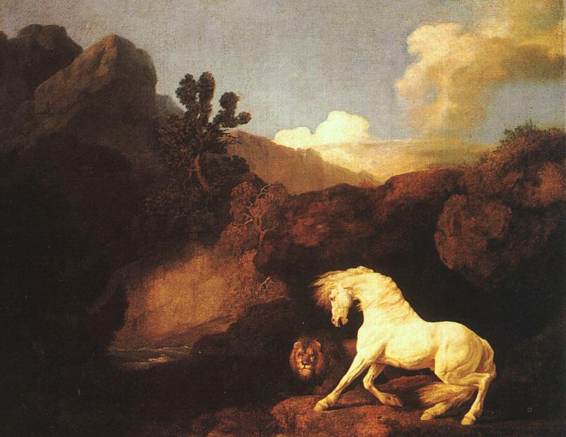 George Stubbs A Horse Frightened by a Lion Sweden oil painting art
